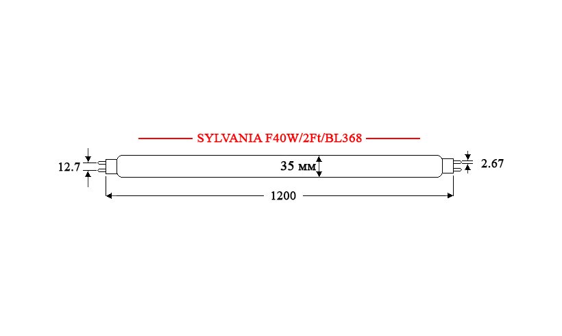 Ультрафіолетова лампа SYLVANIA F40W/2Ft/BL368 (120 см) - Зображення 2